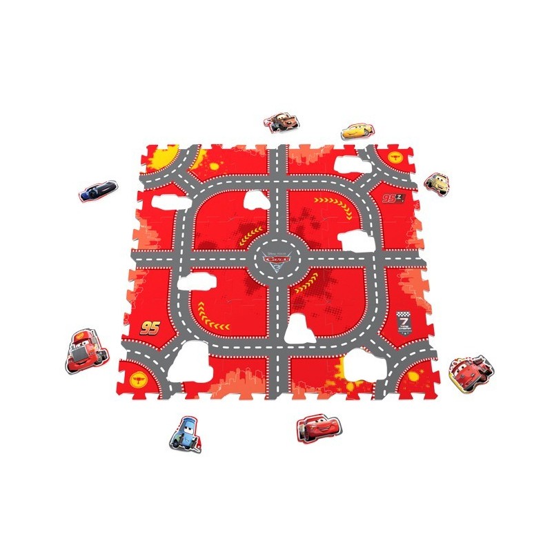 Covor puzzle din spuma Cars 3 Modular Race 9 piese :: Knorrtoys