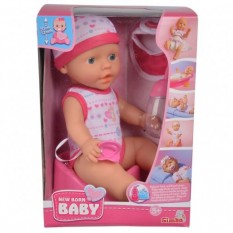 Papusa Simba New Born Baby 30 cm Bebe Darling cu olita si bavetica roz inchis :: Simba